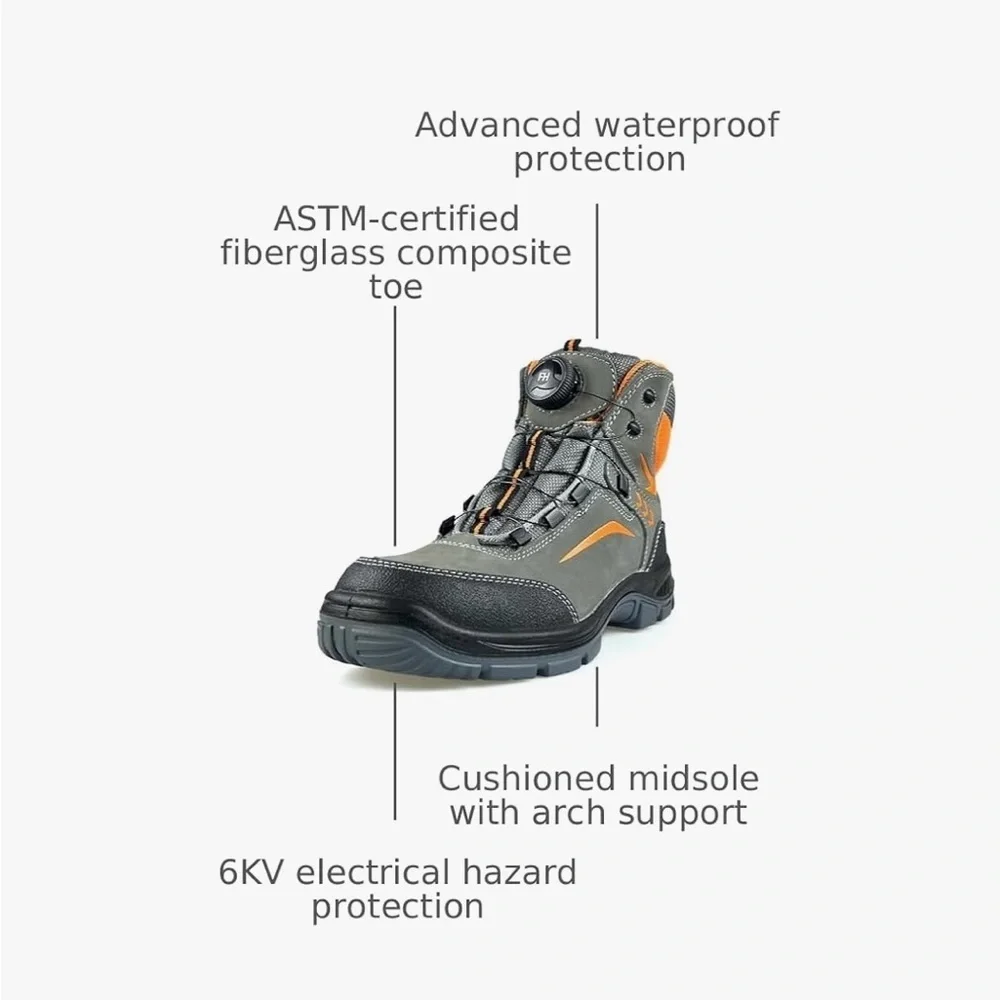 Men's Women's Waterproof Work Boots, Composite Toe Safety Boots for M 7.5 W9